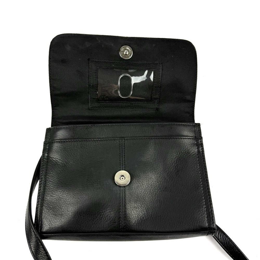 Fossil Crossbody Bag Black Leather Handbag Organizer Travel Classic City Chic - Picture 4 of 10